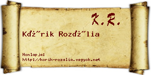 Kórik Rozália névjegykártya